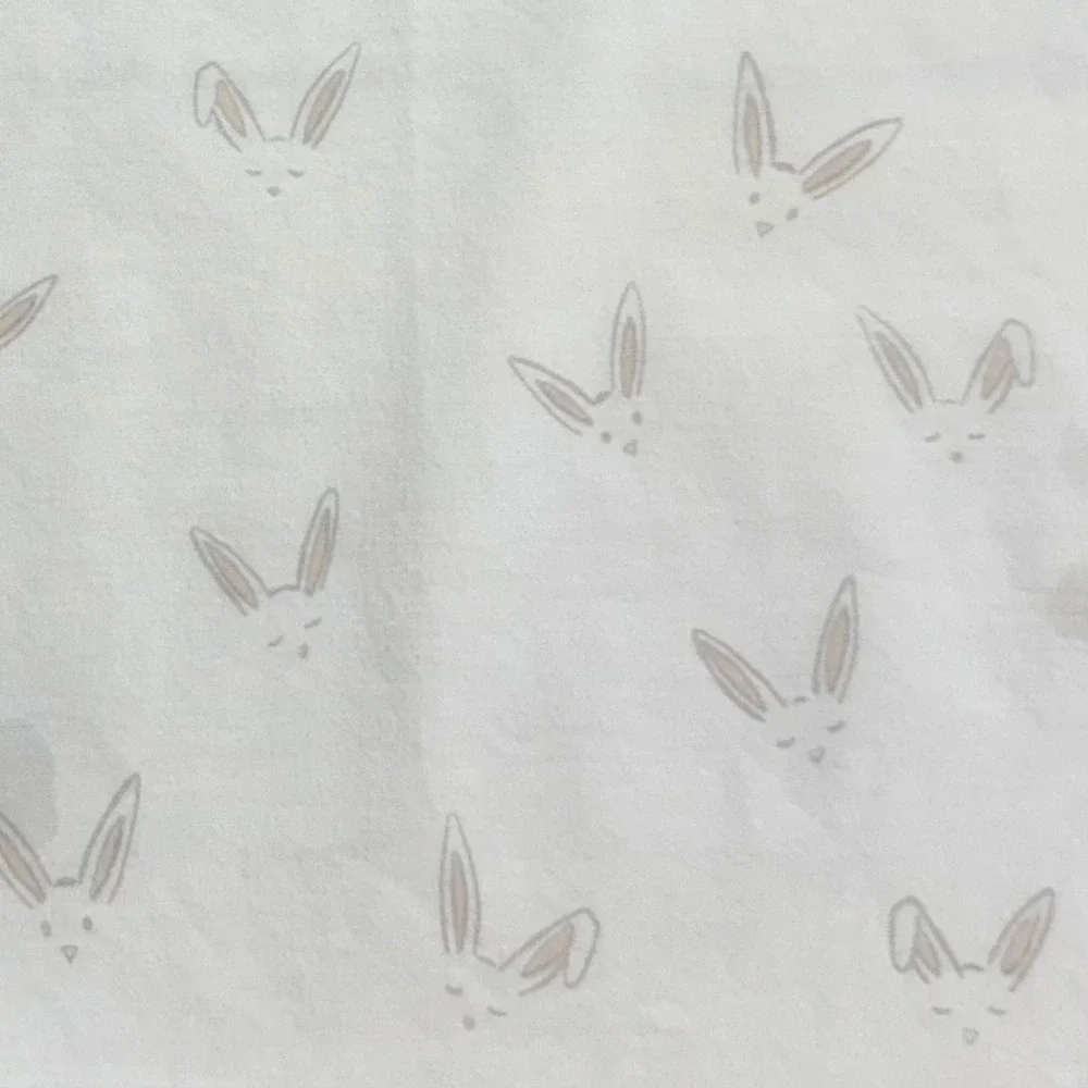 Restoration Hardware Baby & Child White Bunny Rabbit Cotton Fitted Crib Sheet